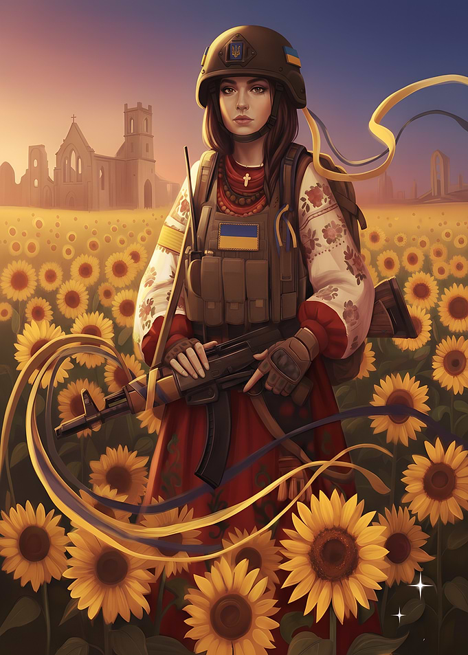 Ukrainian Soldier in Sunflower Field Ukraine