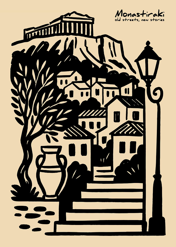 Monastiraki Athens Illustration