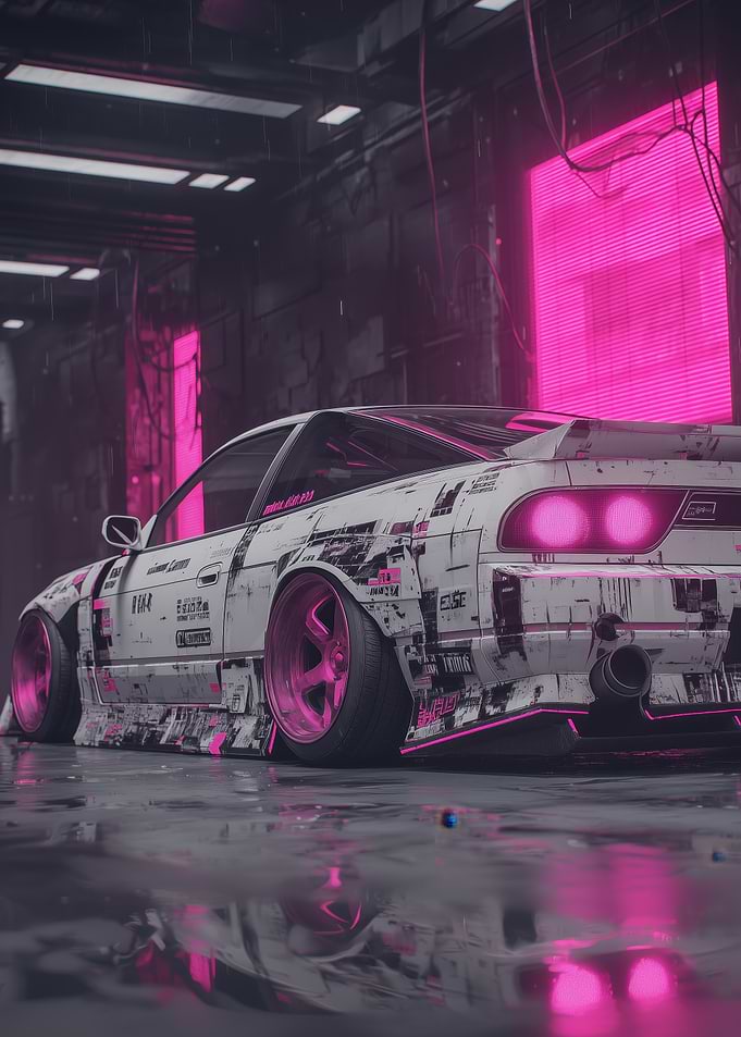 Cyberpunk JDM Drift Car with Pink Accents