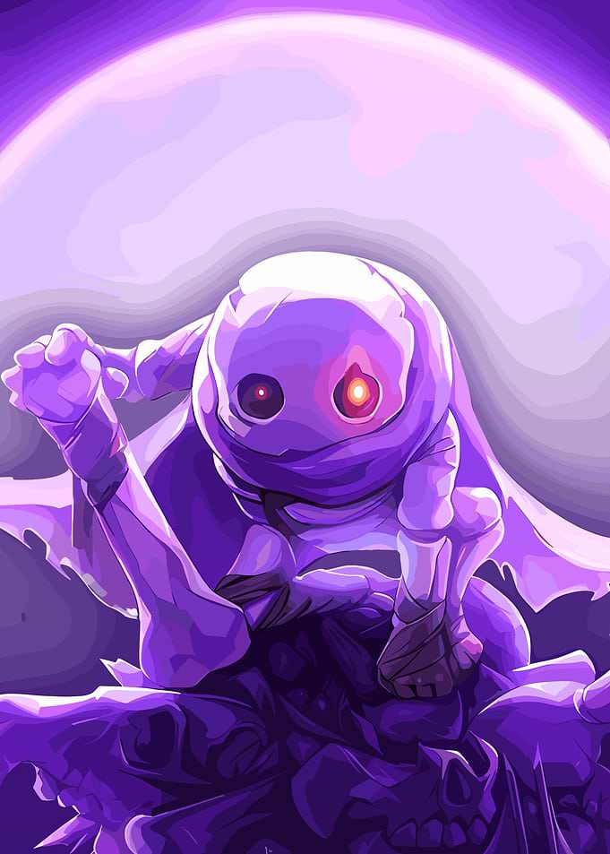 Purple Skul Creature with Glowing Eyes