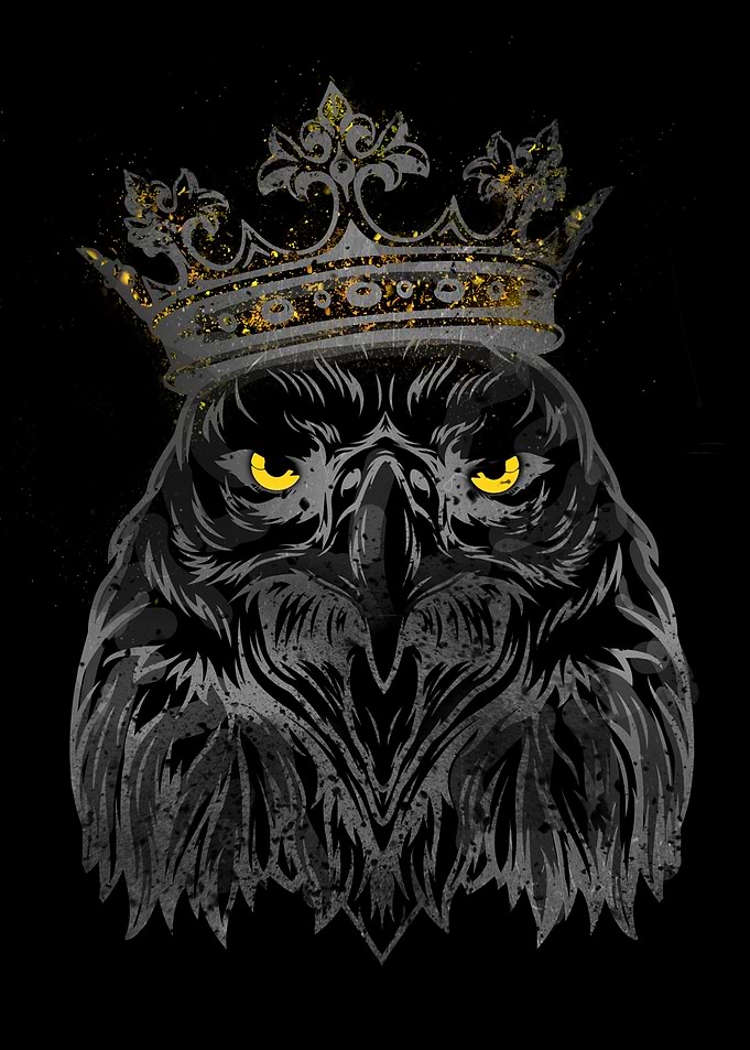 Eagle King Crowned Black Background