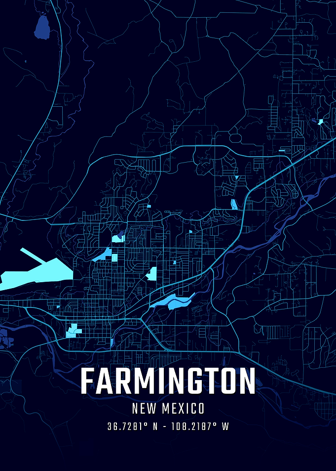 Farmington New Mexico Midnight city Map