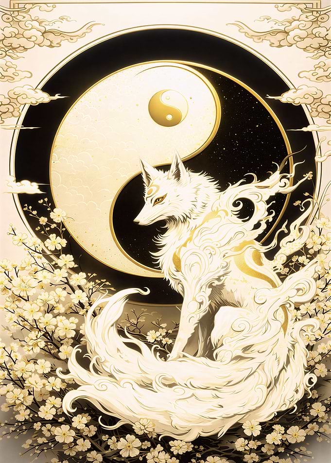 Golden Kitsune & Yin-Yang Elegance