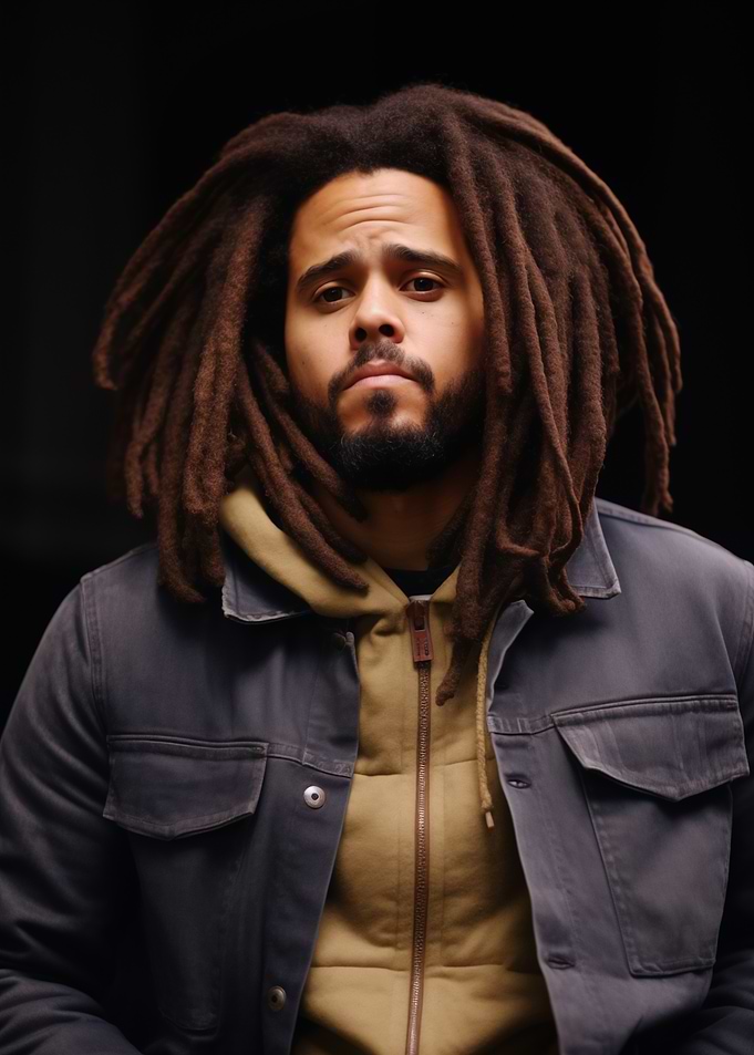 J. Cole with Dreadlocks Wearing Jacket