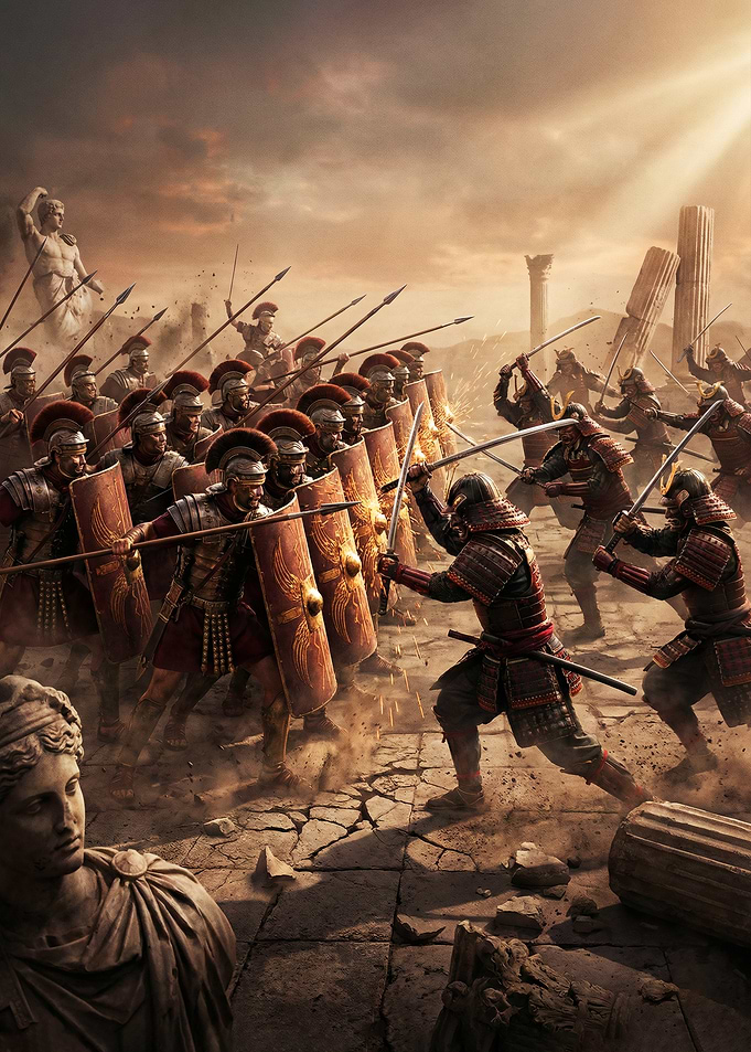 Roman Soldiers vs Samurai Battle