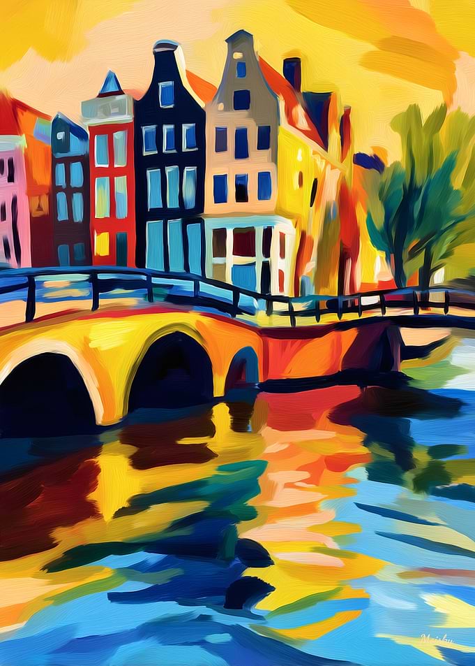 Fauvist Amsterdam Canal Houses