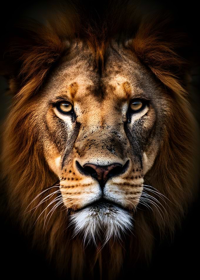 Close-up portrait of a majestic lion