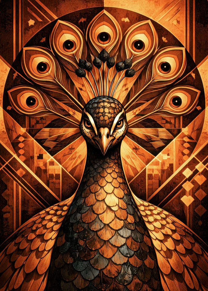 Art Deco Peacock Portrait