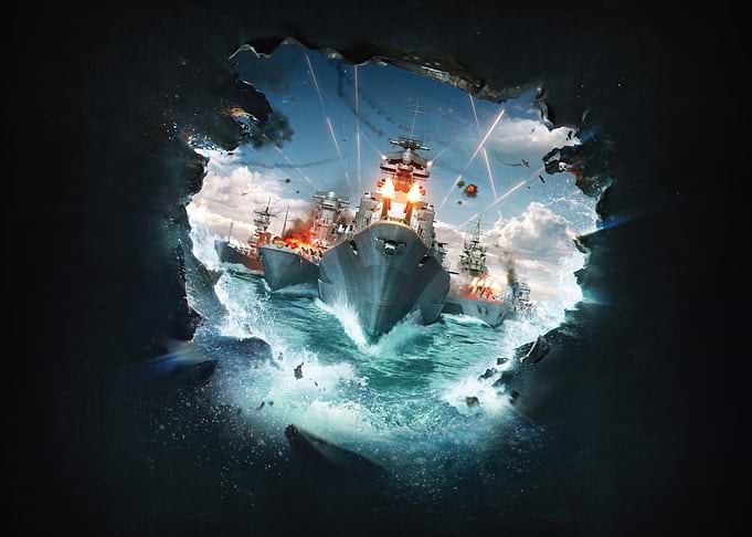 Naval Battle Through a Tear world of warships
