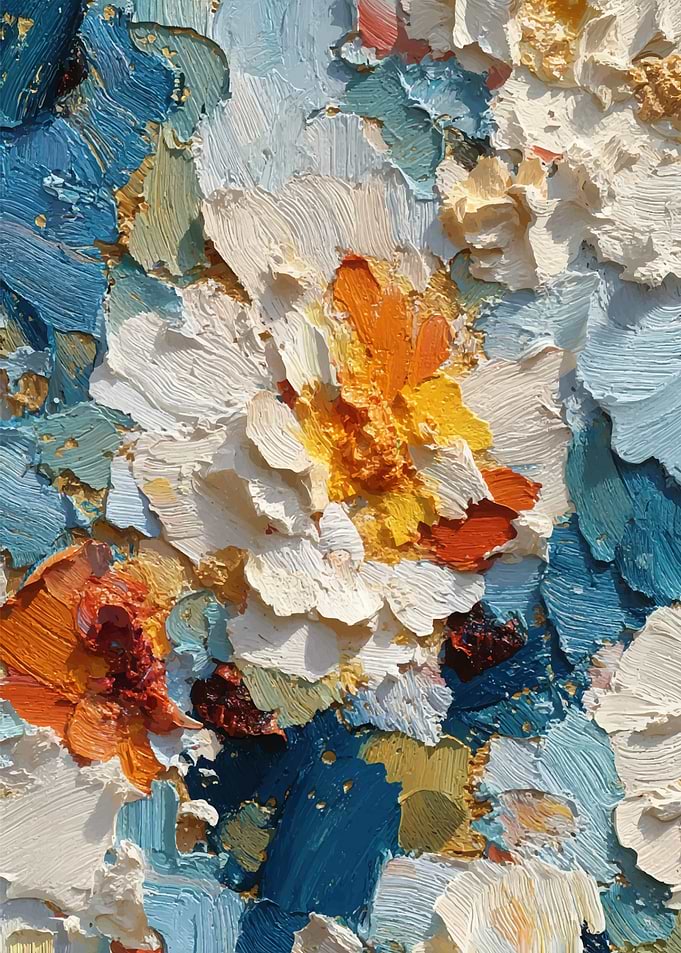 Textured Floral Oil Painting