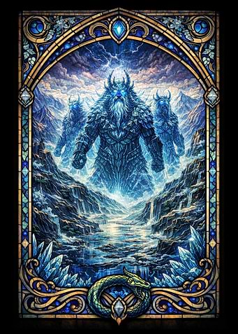 Ice Giants in a Stained Glass Landscape