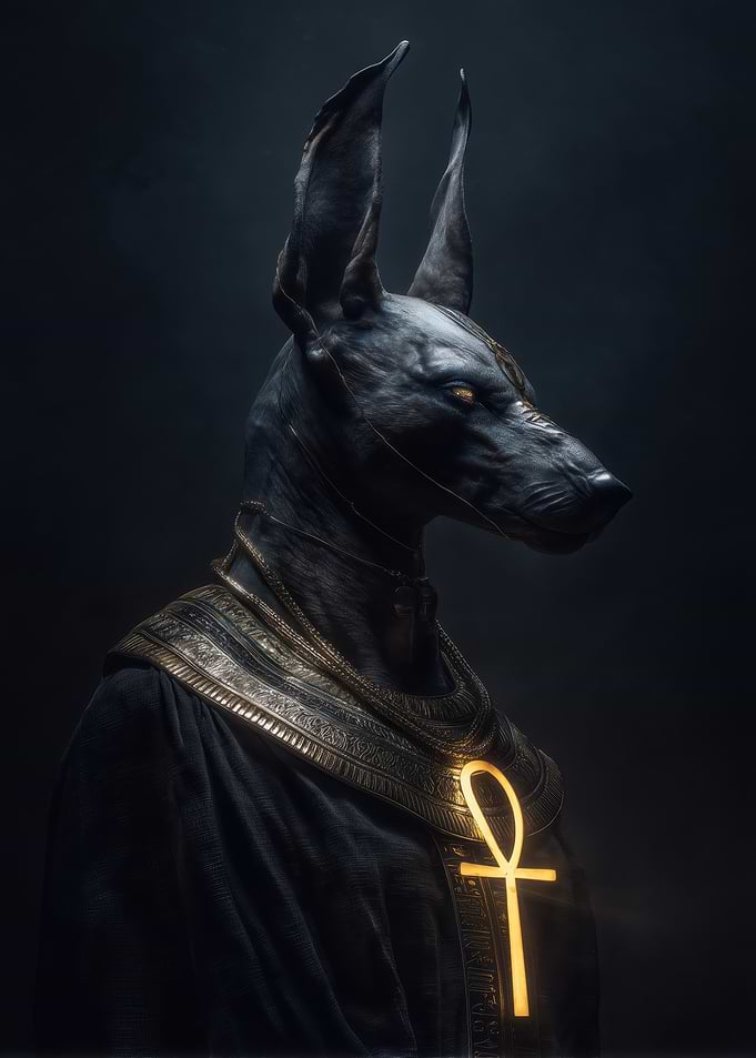 Anubis with Glowing Ankh