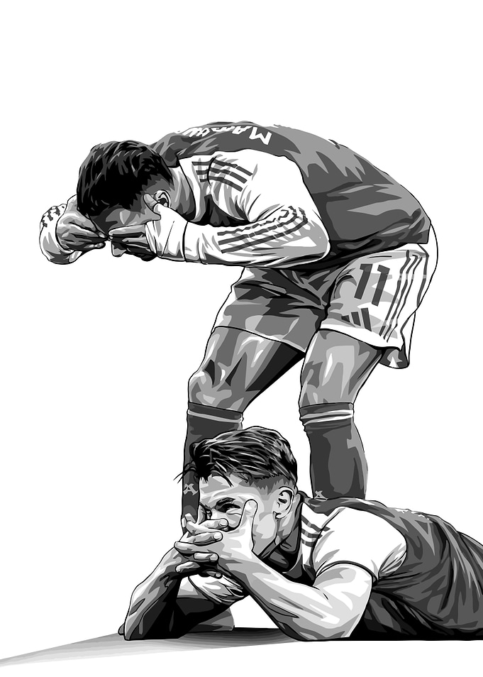 Illustration Gyokeres and Martineli in Distress
