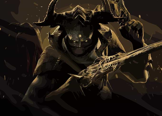 Demonic Warrior with Glowing Eyes