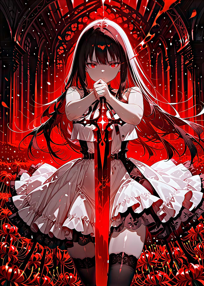 Anime Girl with Red Sword
