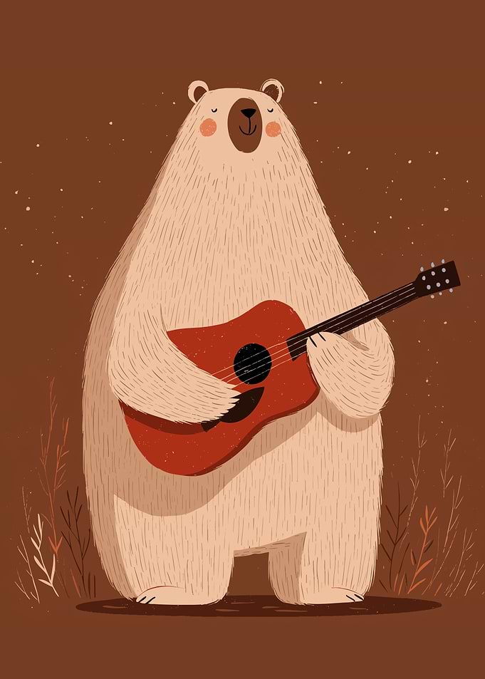 Bear playing guitar