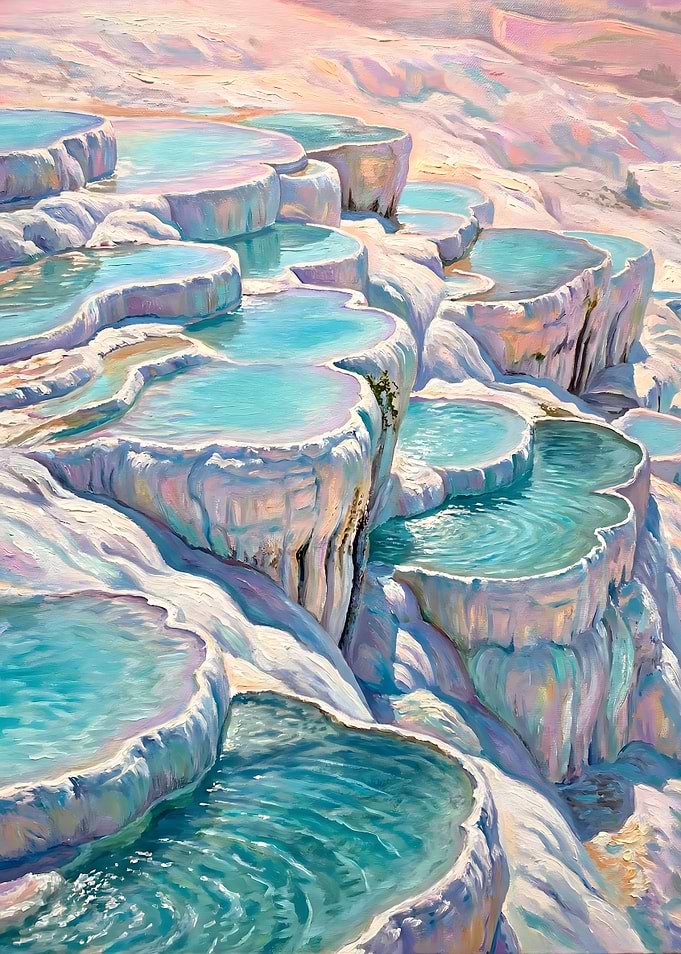 Iridescent Pamukkale Thermal Pools in Turkey Painting