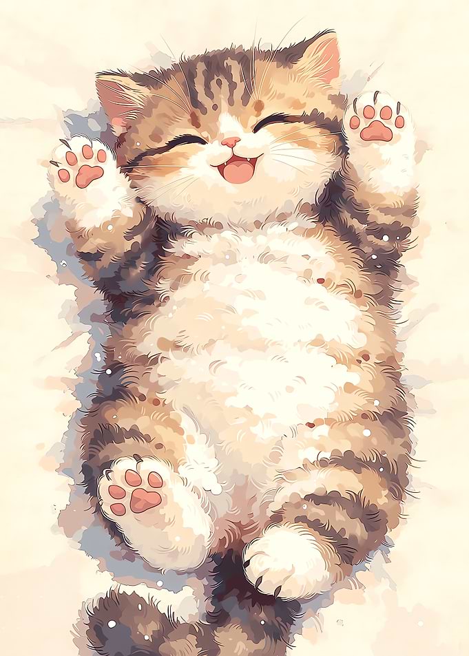 Cute Kitten Lying on Back