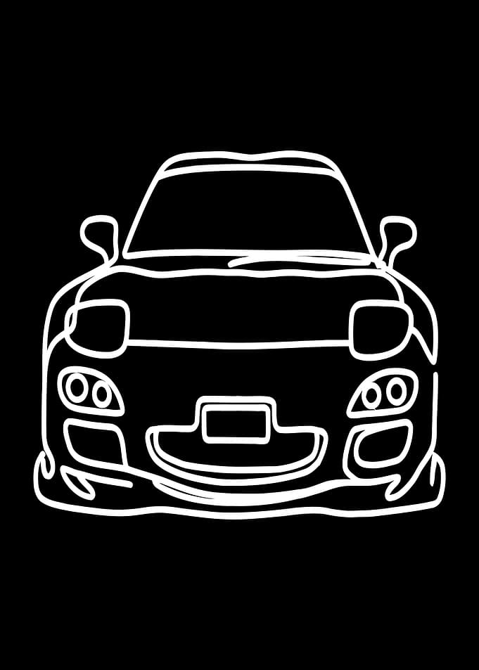 White outline of a sports car