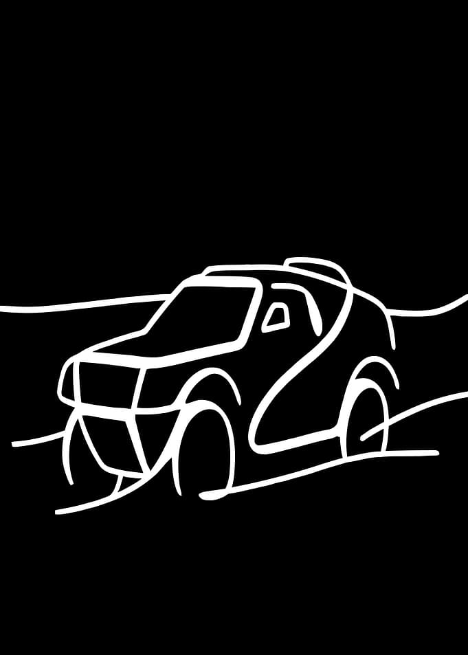 White Line Drawing of a Car