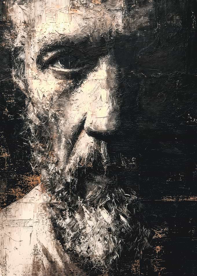 Grunge Bearded Male Portrait Painting