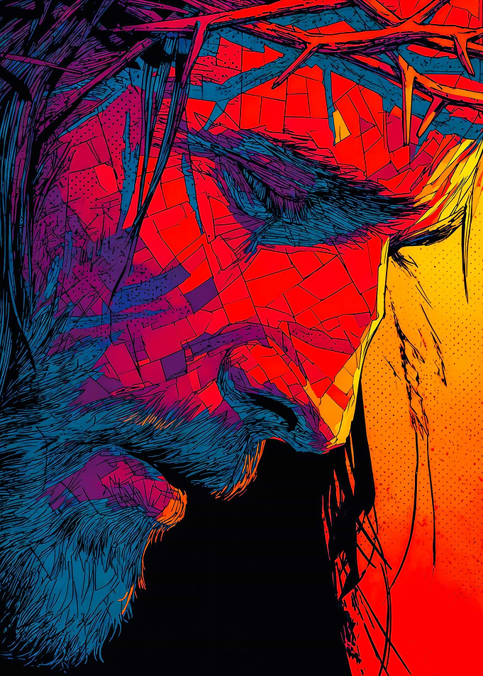 Vibrant Mosaic Jesus Crown of Thorns