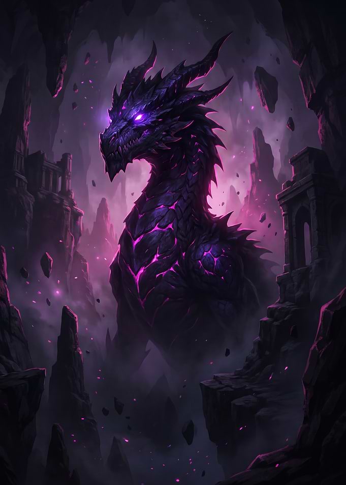 Dark Dragon in Ruined Cave