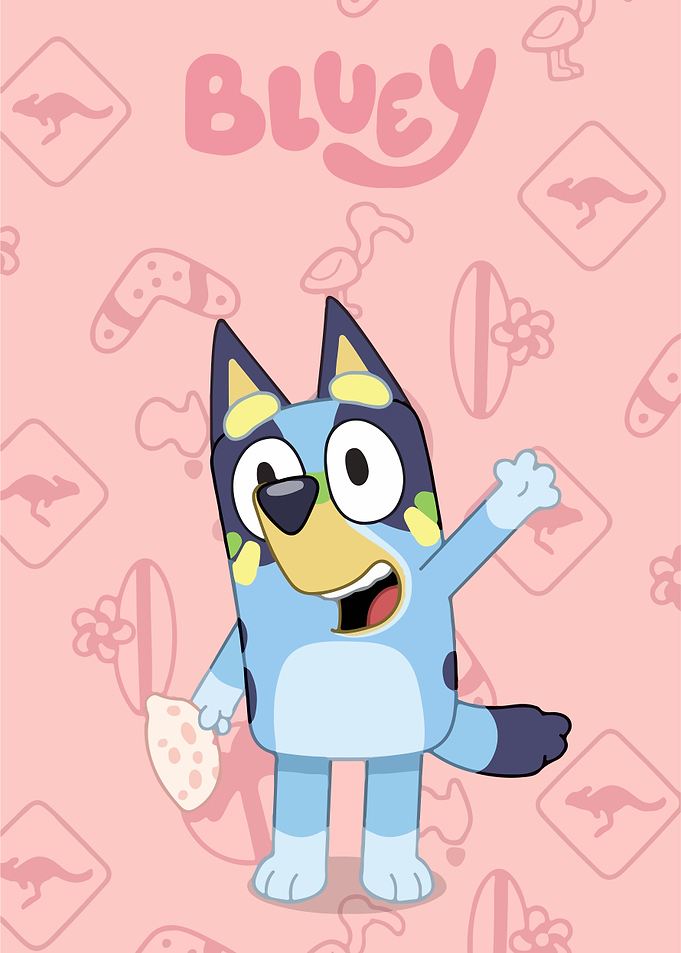 Bluey Character with Australian Icons