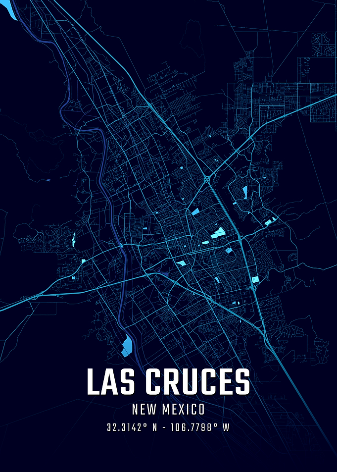 Las Cruces New Mexico Midnight City Map