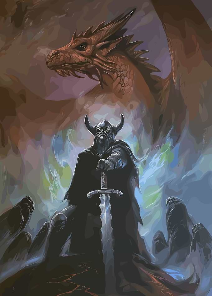 Viking Warrior and Dragon