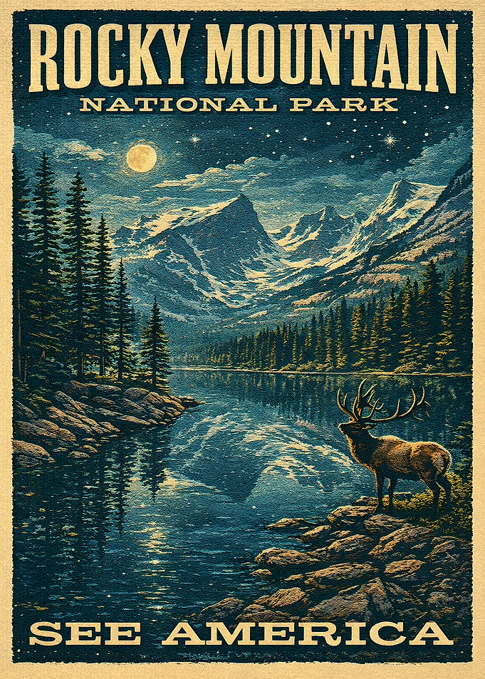 Rocky Mountain National Park Vintage Poster