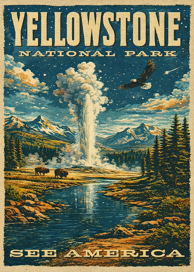 Yellowstone National Park Vintage Poster
