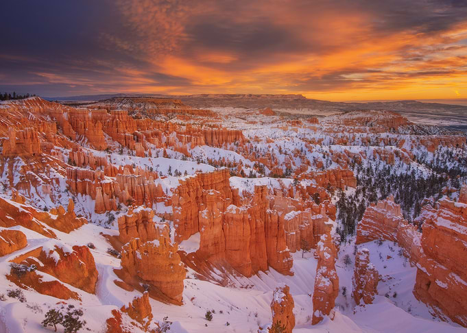 Bryce Canyon Hoodoos in Winter Sunset