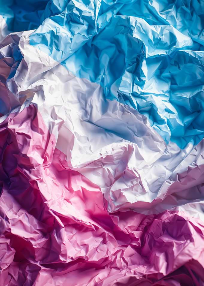 Transgender Pride Colors Crumpled Paper