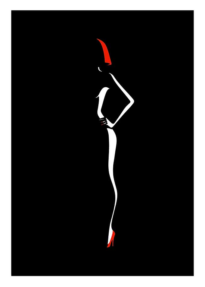 Elegant Woman in Red Hat and Heels