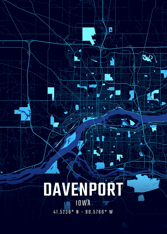 Davenport Iowa Midnight City Map