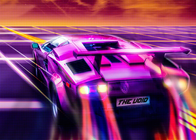 Retro Pink Sports Car Speeding