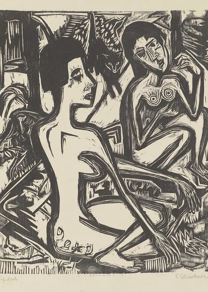 Two Women and a Cat