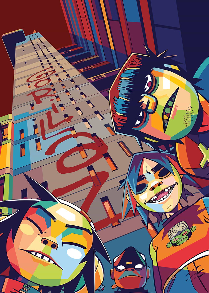 Gorillaz Band in Pop Art Style