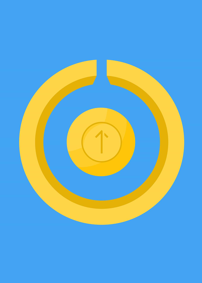 Gold Coin with Up Arrow Icon