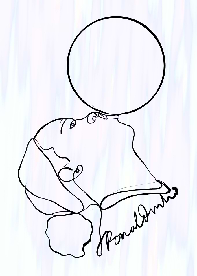 Line Art of a Face with a Circle