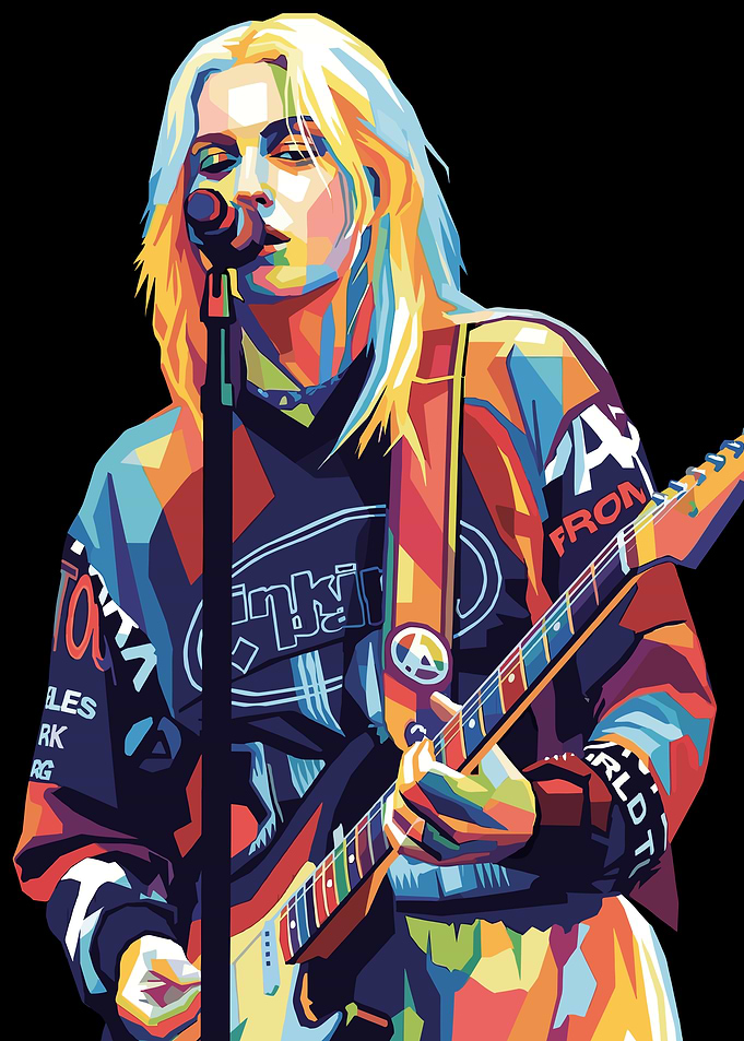 Colorful Pop Art Emily Armstrong Playing Guitar