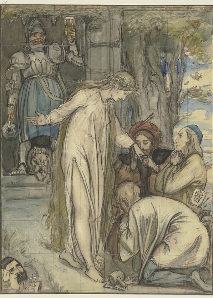 Medieval Scene with Knight and Maiden