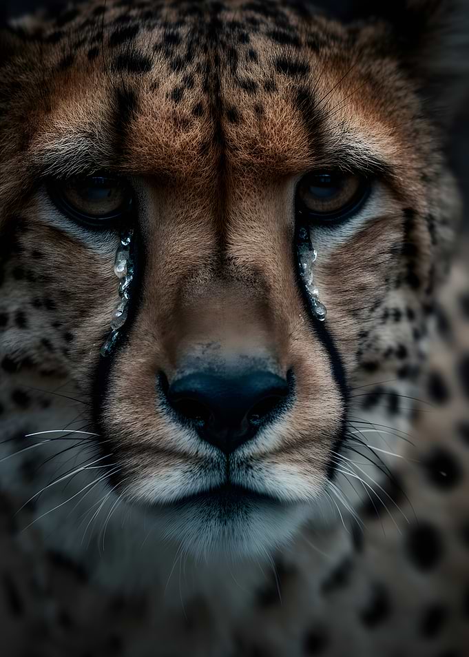 Close-up of a Crying Cheetah