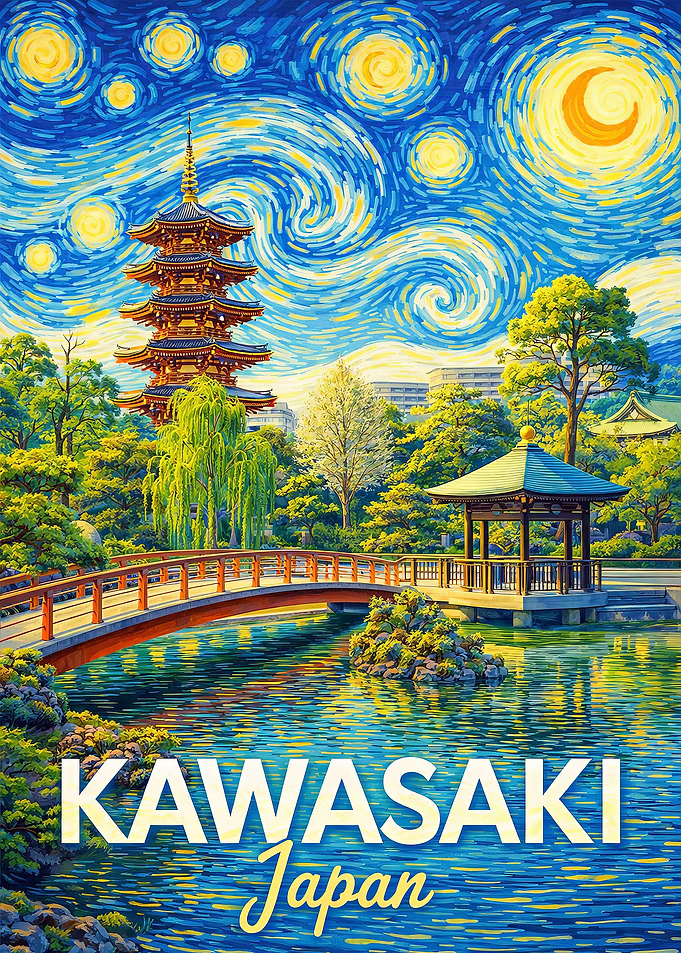 Kawasaki Japan Starry Night Painting
