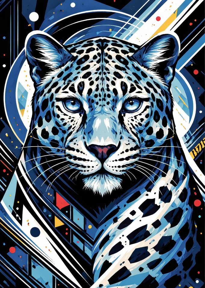Blue Leopard Abstract Art