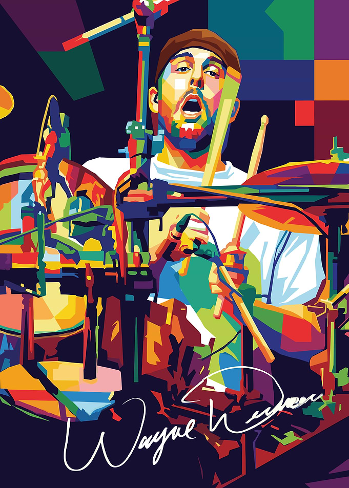 Pop Art Drummer with Signature