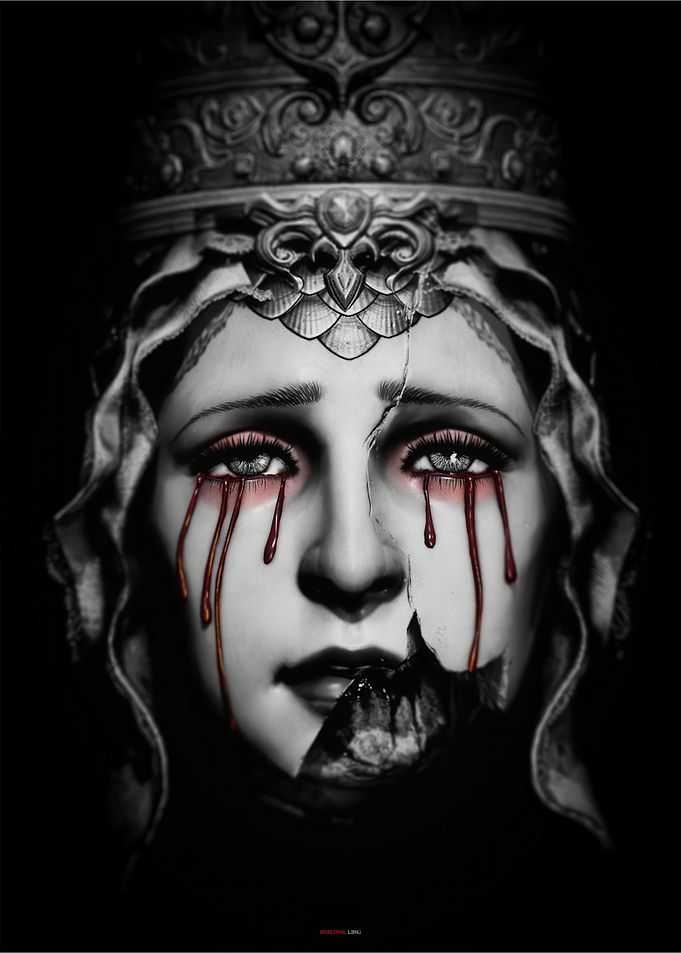 Cracked Statue Crying Blood