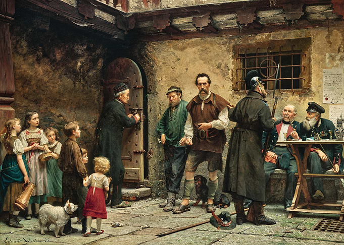 Village Scene with Officials and Children