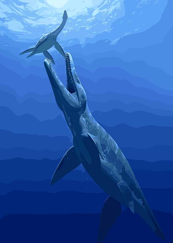 Mosasaurus Attacks Plesiosaur